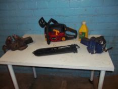 A PETROL CHAINSAW AND TWO VICES