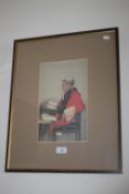 A FRAMED PRINT OF A JUDGE 42.5 CM X 53 CM