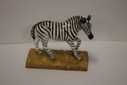 A HALCYON DAYS FIGURE OF A ZEBRA