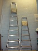 TWO ALUMINIUM STEP LADDERS - ONE LARGE, ONE SMALL