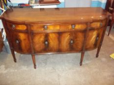 A REPRODUCTION MAHOGANY INLAID SIDEBOARD