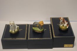 THREE BOXED HALCYON DAYS TRINKET BOXES WITH DOGS