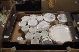 A TRAY OF MAINLY SHELLY TEA AND DINNERWARE (TRAY NOT INCLUDED)