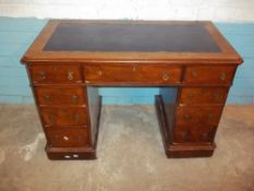 A VICTORIAN INLAID TWIN PEDESTAL DESK OF SMALL PROPORTIONS