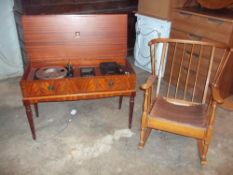 A VINTAGE / RETRO DYNATRON MUSIC CENTRE RADIOGRAM AND AN ERCOL STYLE ROCKING CHAIR
