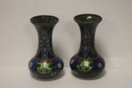 A PAIR OF CLOISONNE VASES H 13 CM