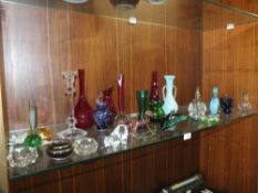 A LARGE COLLECTION OF STUDIO GLASS ETC. TO INCLUDE ANIMAL FIGURES AND A LUCITE PAPERWEIGHT