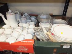 TWO TRAYS OF PARAGON ROYAL ALBERT BELINDA CHINA TO INCLUDE TEA POT ETC.