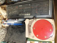 A SONY PS3 CONSOLE AND GAMES, TOGETHER WITH A PHILIPS RADIO AND A VINTAGE GOLDENTONE RECORD