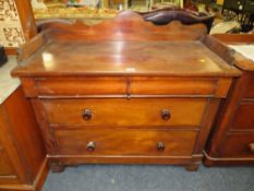 A VICTORIAN MAHOGANY THREE DRAWER TRAY TOP CHEST H- 100 CM W- 112 CM