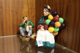 A ROYAL DOULTON FIGURINE 'THE OLD BALLOON SELLER' TOGETHER WITH THE WAYFARER HN4362 (BOTH MARKED