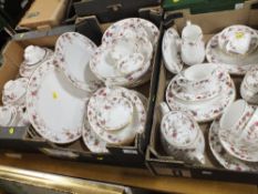 THREE TRAYS OF MINTON ANCESTRAL CHINA, TO INCLUDE A TEAPOT, MEAT PLATES ETC.