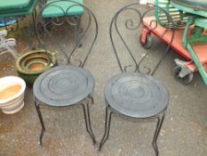 TWO FRENCH STYLE BLACK GARDEN CHAIRS