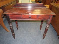 A SMALL VICTORIAN PINE WASHSTAND WITH SINGLE DRAWER