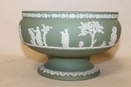 A WEDGWOOD GREEN JASPERWARE BOWL