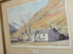 A FRAMED AND GLAZED LIMITED EDITION PRINT OF MIDDLEFELL PLACE LANGDALE BY K ROWLAND -FORD 49/500