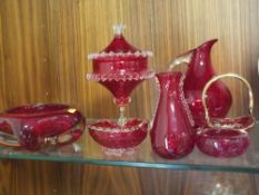 A COLLECTION OF RED GLASSWARE (8)