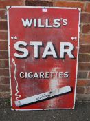 A VINTAGE 'WILL'S STAR CIGARETTES' ENAMEL SIGN 91 CM X 61 CM