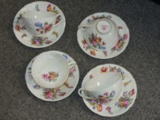 A SET OF FOUR COALPORT CUPS AND SAUCERS, 1812 SEVRES PATTERN