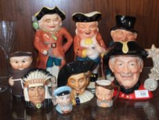 A SELECTION OF TOBY JUGS AND CHARACTER JUGS TO INCLUDE ROYAL DOULTON CHELSEA PENSIONER D6817 (9)