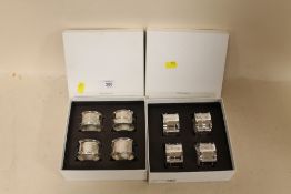 TWO BOXED VERA WANG BY WEDGWOOD CASED SETS OF FOUR NAPKIN RINGS