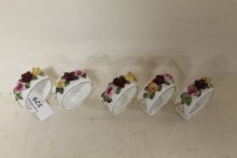 A SET OF FIVE ROYAL ALBERT OLD COUNTRY ROSES NAPKIN RINGS