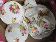 A SMALL TRAY OF REGENCY ROSE PATTERN CHINA