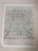 AFTER LAWRENCE STEPHEN LOWRY PARKLAND SCENE WITH FIGURES BY STEPS - BEARS SIGNATURES, PENCIL ON