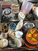 TWO TRAYS OF ASSORTED CERAMICS TO INCLUDE POOLE, ROYAL DOULTON, GOUDA ETC.