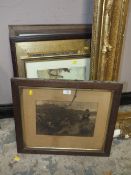 A COLLECTION OF VINTAGE BLACK AND WHITE PRINTS TO INCLUDE A W. WOODHOUSE EXAMPLE, VINTAGE