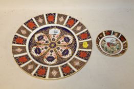 A ROYAL CROWN DERBY IMARI 1128 CABINET PLATE MARKED AS SECOND, TOGETHER WITH AN IMARI CHRISTMAS