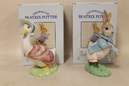 TWO BEATRIX POTTER BESWICK FIGURES TO INCLUDE CENTENARY JEMIMA PUDDLE-DUCK AND PETER RABBIT