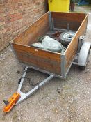 A WOODEN TRAILER L-136 CM W-91 CM