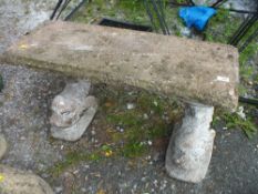 THREE PIECE STONE BENCH WITH FISH DESIGN LEGS
