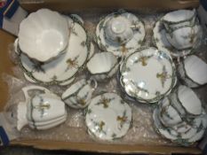 A TRAY OF ANTIQUE THE PARAGON CHINA TO INCLUDE TRIOS, CAKE PLATE, JUG AND BOWL ETC.
