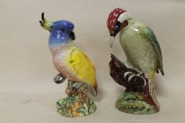 A BESWICK WOODPECKER AND A PARROT