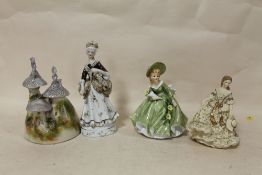 FOUR CERAMIC ITEMS TO INCLUDE LADIES, VASES ETC.