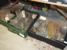 THREE TRAYS OF ASSORTED GLASSWARE TO INCLUDE WEBB CORBET CRYSTAL