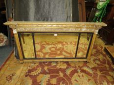 AN ANTIQUE GILT TRIPTYCH MIRROR H-71 W-130 CM A/F