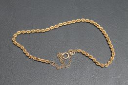 A HALLMARKED 9 CARAT GOLD ROPE TWIST BRACELET, approx weight 4.3g