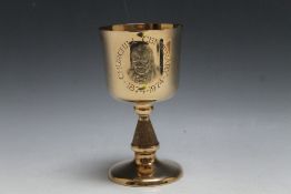 A HALLMARKED 9 CARAT GOLD LIMITED EDITION WINSTON CHURCHILL CHALICE, numbered 23/500, approx
