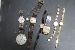 A SELECTION OF VINTAGE WATCHES ETC, to include gold examples, Rotary quartz etc together with a