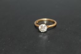 A DIAMOND SOLITAIRE RING, estimated carat weight of 1.25 carats, ring size O