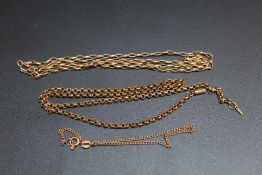 THREE 9 CARAT GOLD CHAINS, approx combined weight 11.1g