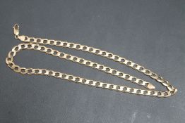 A HALLMARKED 9 CARAT GOLD FLAT LINK NECKLACE, approx weight 31.1g. L 54 cm