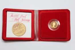 A CASED QUEEN ELIZABETH II 1980 HALF SOVEREIGN