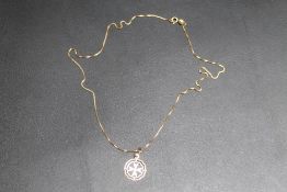 A MALTESE CROSS STYLE PENDANT ON 18 CARAT GOLD CHAIN, pendant stamped 750, approx weight 3.1g