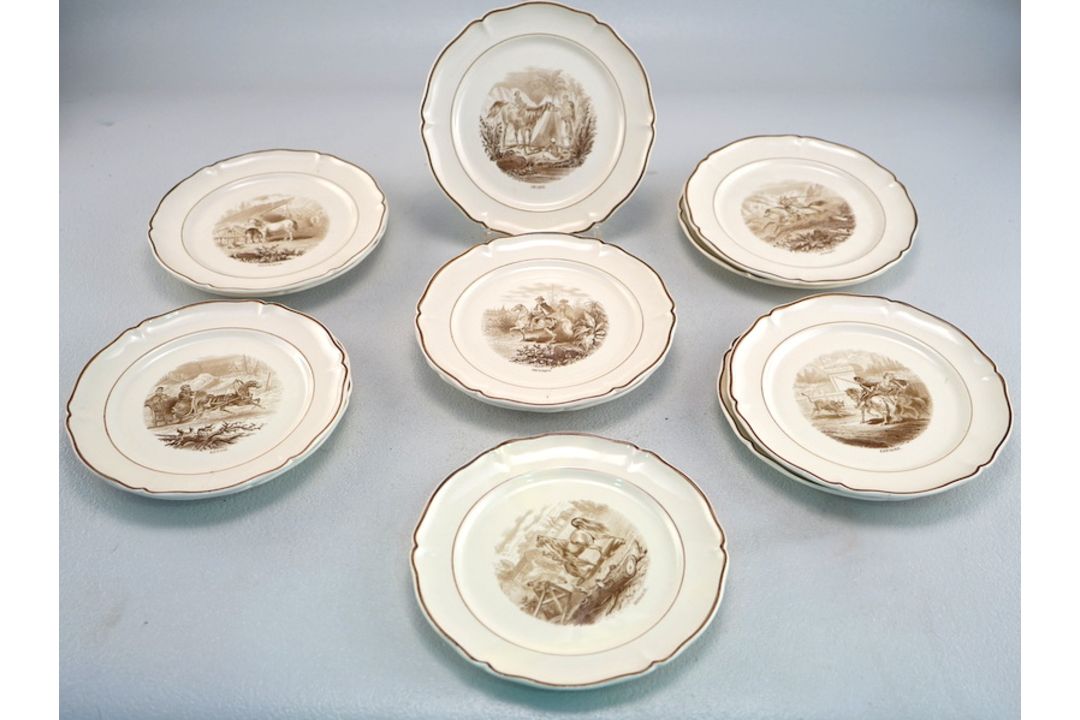 Villeroy und Boch, Mettlach: Großer Satz von 12 Tellern mit Pferde-Darstellungen der Welt, vor 1945 - Bild 1 aus 2