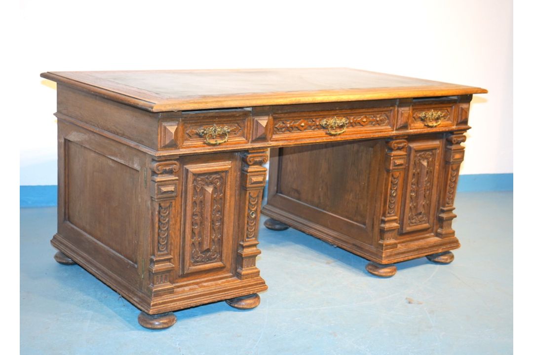 Schreibtisch der Gründerzeit, deutsch um 1890 - Bild 1 aus 3