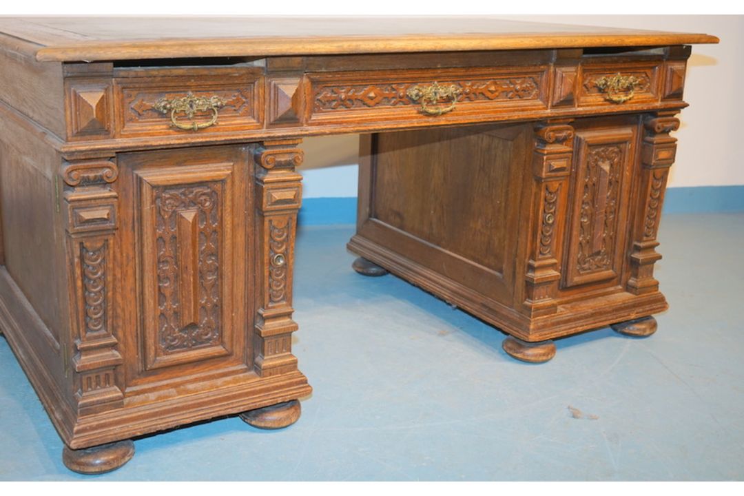 Schreibtisch der Gründerzeit, deutsch um 1890 - Bild 3 aus 3